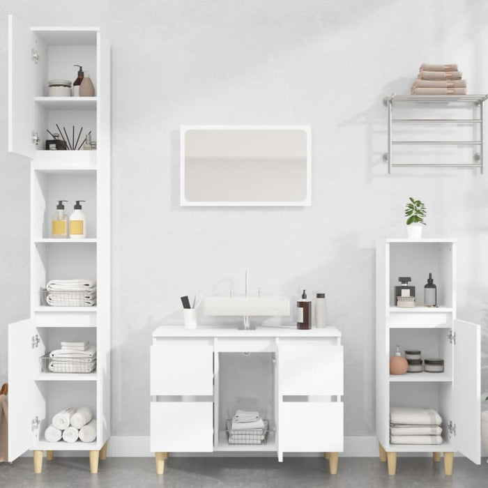 Set mobilier de baie, 3 piese, alb, lemn compozit - WALTI WALTI