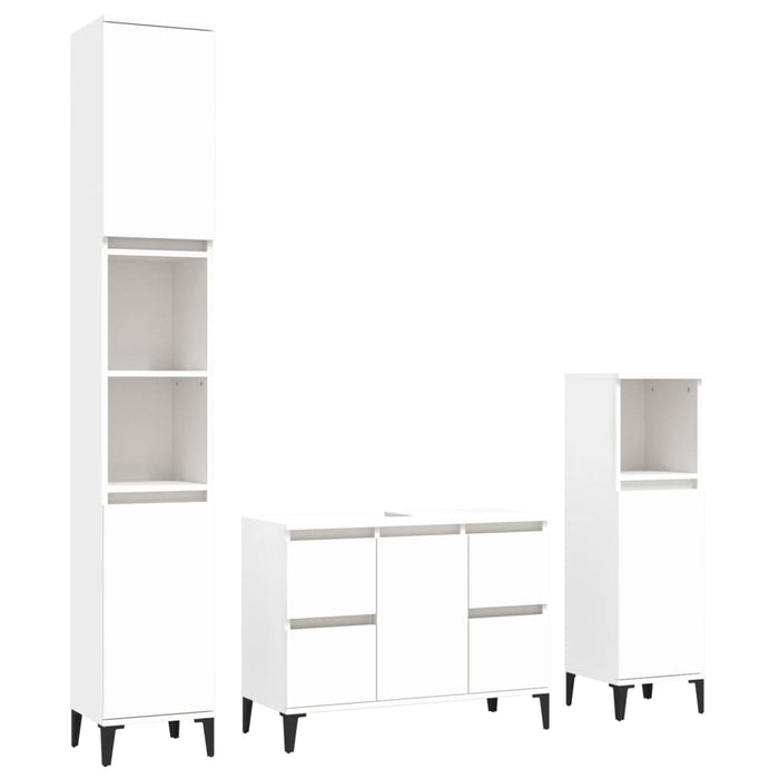 Set mobilier de baie, 3 piese, alb, lemn compozit - WALTI WALTI