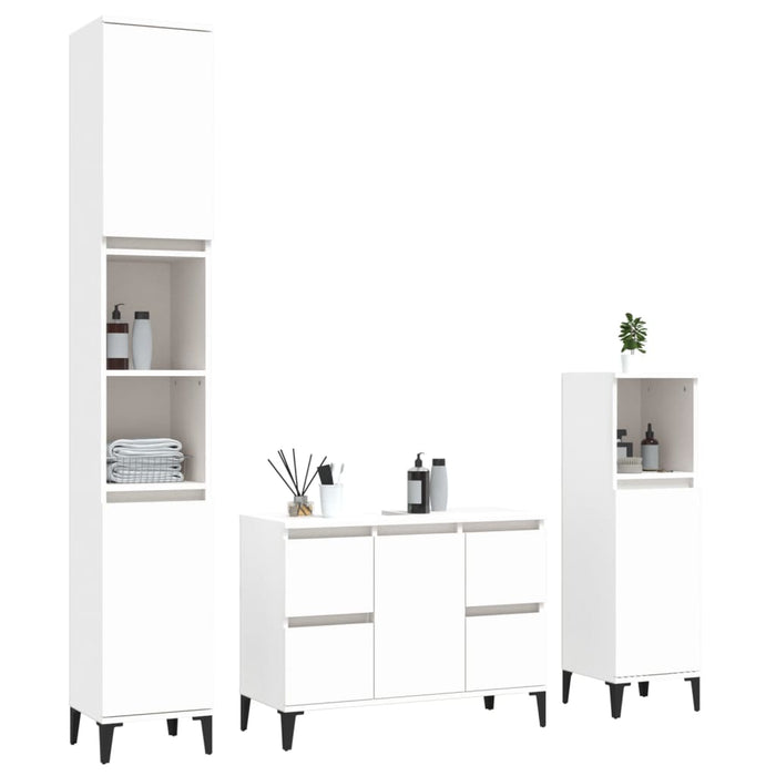 Set mobilier de baie, 3 piese, alb, lemn compozit - WALTI WALTI