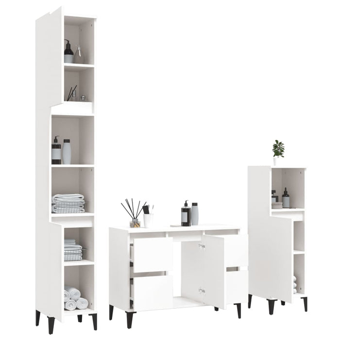 Set mobilier de baie, 3 piese, alb, lemn compozit - WALTI WALTI