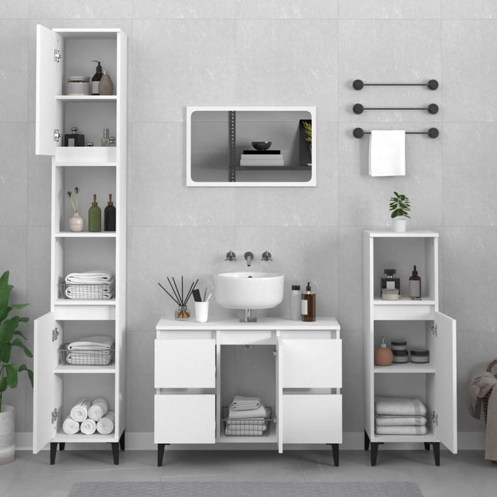 Set mobilier de baie, 3 piese, alb, lemn compozit - WALTI WALTI