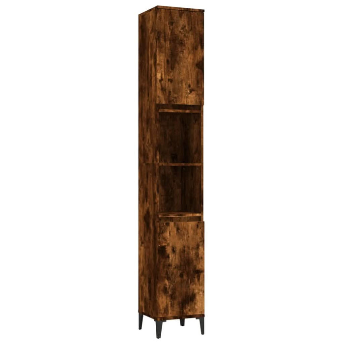 Set mobilier de baie, 3 piese, stejar fumuriu, lemn prelucrat - WALTI WALTI