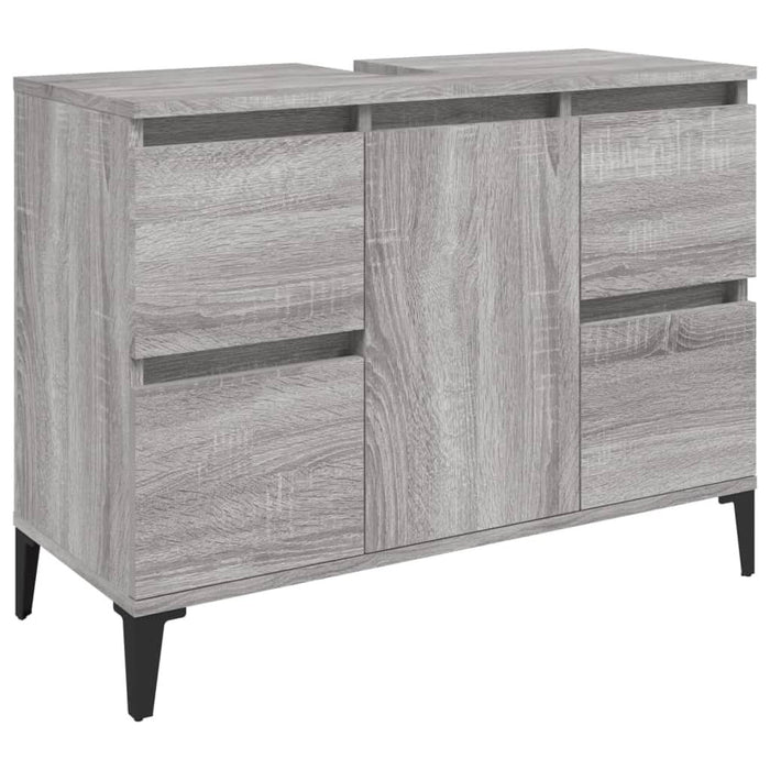 Set mobilier de baie, 3 piese, gri sonoma, lemn prelucrat - WALTI WALTI