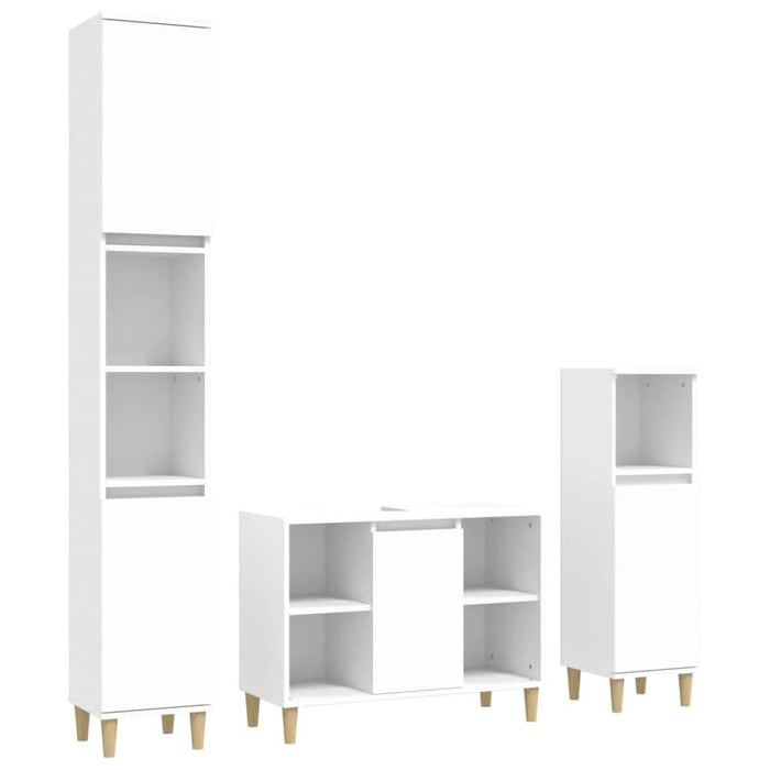 Set mobilier de baie, 3 piese, alb, lemn compozit - WALTI WALTI