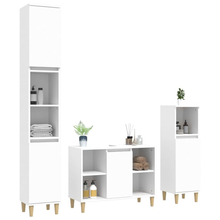 Set mobilier de baie, 3 piese, alb, lemn compozit - WALTI WALTI