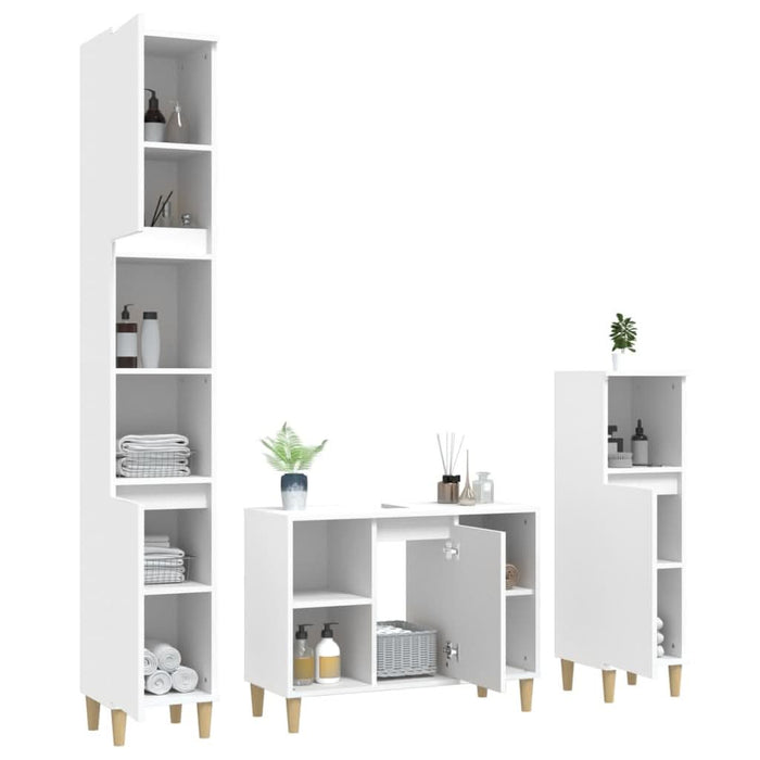 Set mobilier de baie, 3 piese, alb, lemn compozit - WALTI WALTI