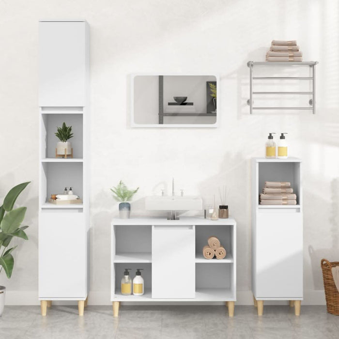Set mobilier de baie, 3 piese, alb, lemn compozit - WALTI WALTI