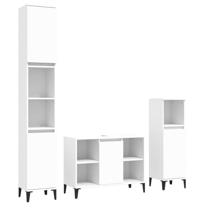 Set mobilier de baie, 3 piese, alb, lemn compozit - WALTI WALTI