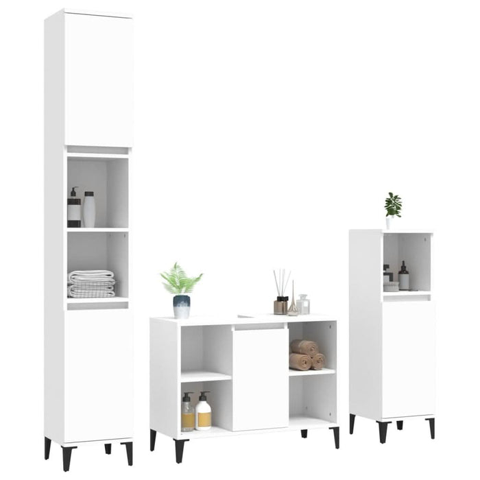 Set mobilier de baie, 3 piese, alb, lemn compozit - WALTI WALTI