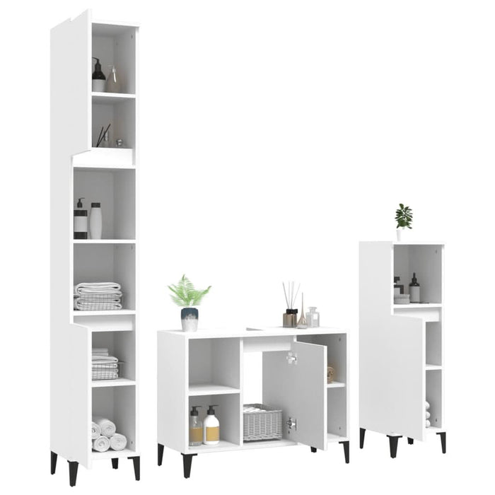 Set mobilier de baie, 3 piese, alb, lemn compozit - WALTI WALTI