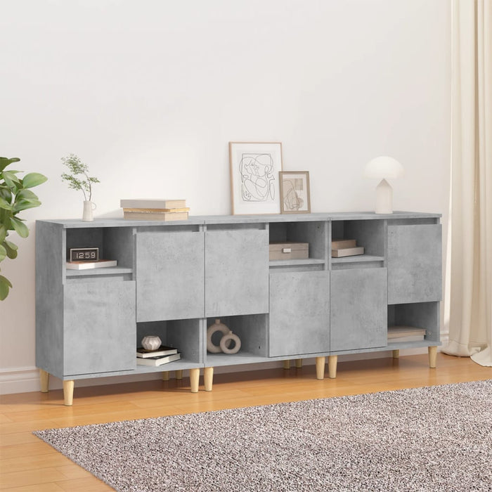 Dulapuri, 3 buc, gri beton, 60x35x70 cm, lemn prelucrat - WALTI WALTI