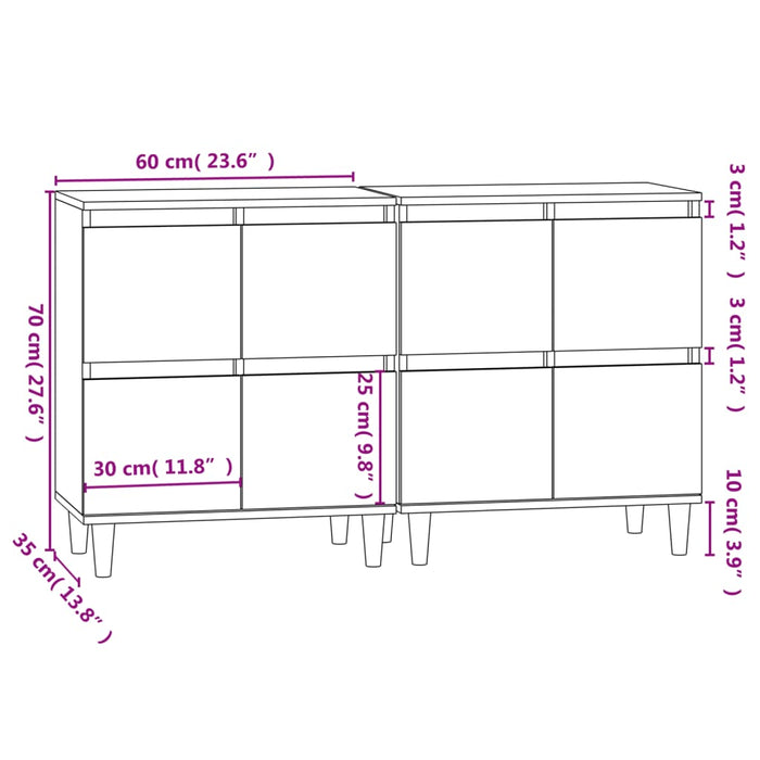 Dulapuri, 2 buc, alb, 60x35x70 cm, lemn prelucrat - WALTI WALTI