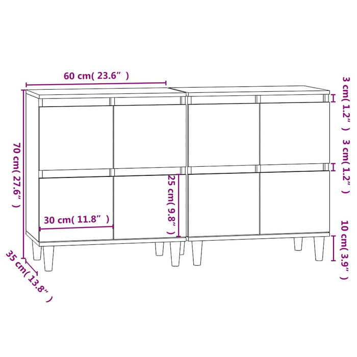 Dulapuri, 2 buc, stejar afumat, 60x30x75 cm, lemn prelucrat - WALTI WALTI
