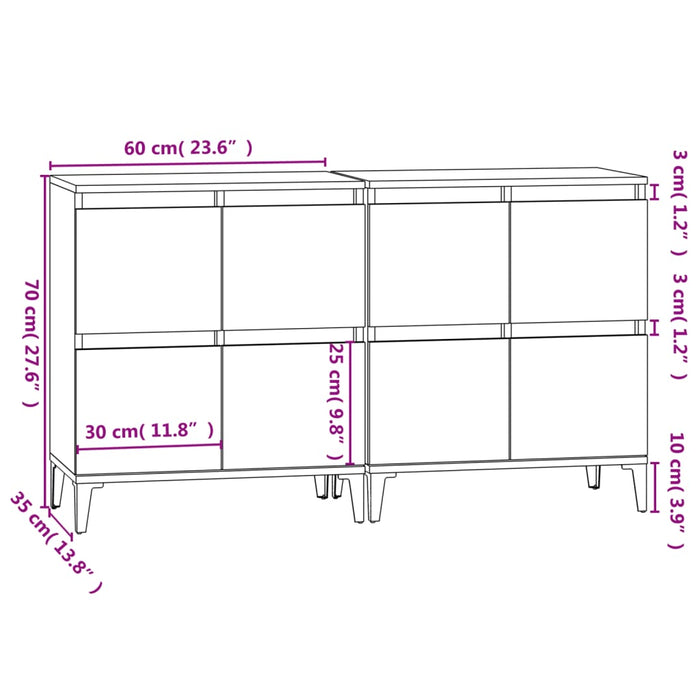 Dulapuri, 2 buc, stejar afumat, 60x30x75 cm, lemn prelucrat - WALTI WALTI