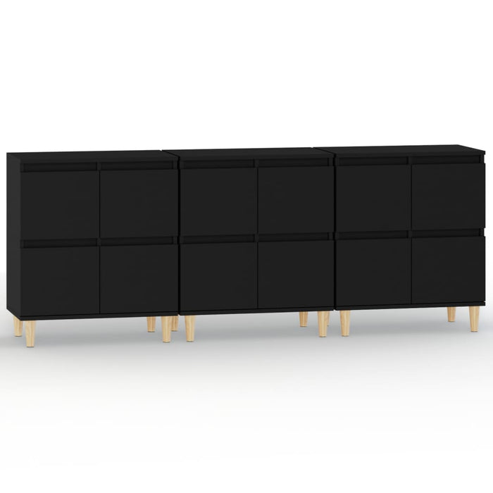 Dulapuri, 3 buc, negru, 60x35x70 cm, lemn prelucrat WALTI