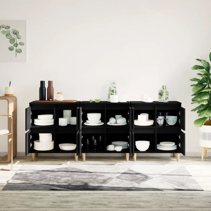 Dulapuri, 3 buc, negru, 60x35x70 cm, lemn prelucrat WALTI
