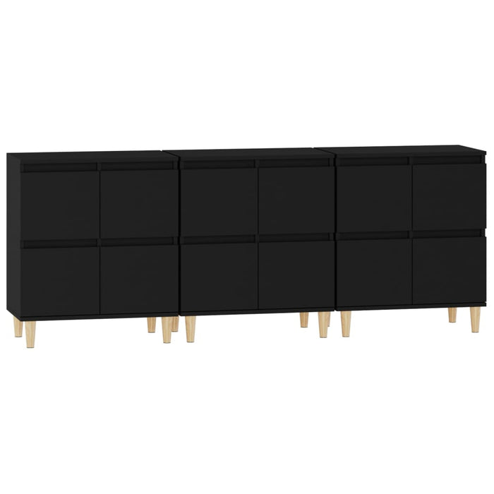 Dulapuri, 3 buc, negru, 60x35x70 cm, lemn prelucrat WALTI