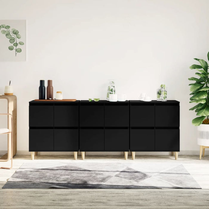 Dulapuri, 3 buc, negru, 60x35x70 cm, lemn prelucrat WALTI