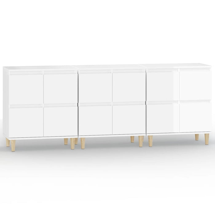 Dulapuri, 3 buc, alb extralucios, 60x35x70 cm, lemn prelucrat WALTI