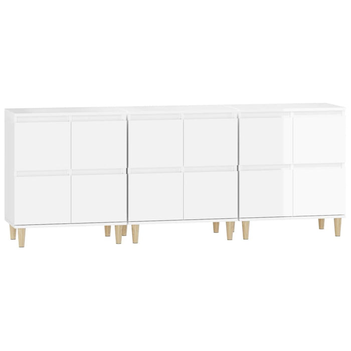 Dulapuri, 3 buc, alb extralucios, 60x35x70 cm, lemn prelucrat WALTI