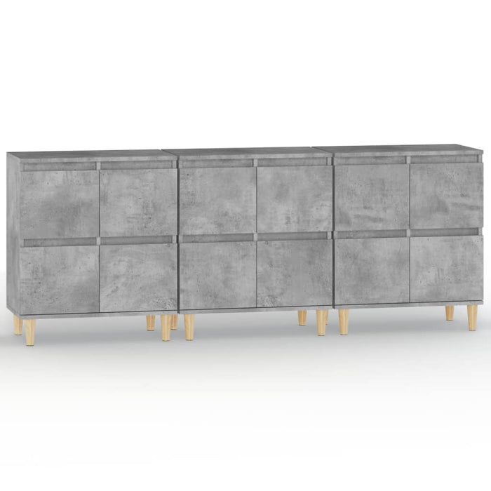 Dulapuri, 3 buc, gri beton, 60x35x70 cm, lemn prelucrat - WALTI WALTI