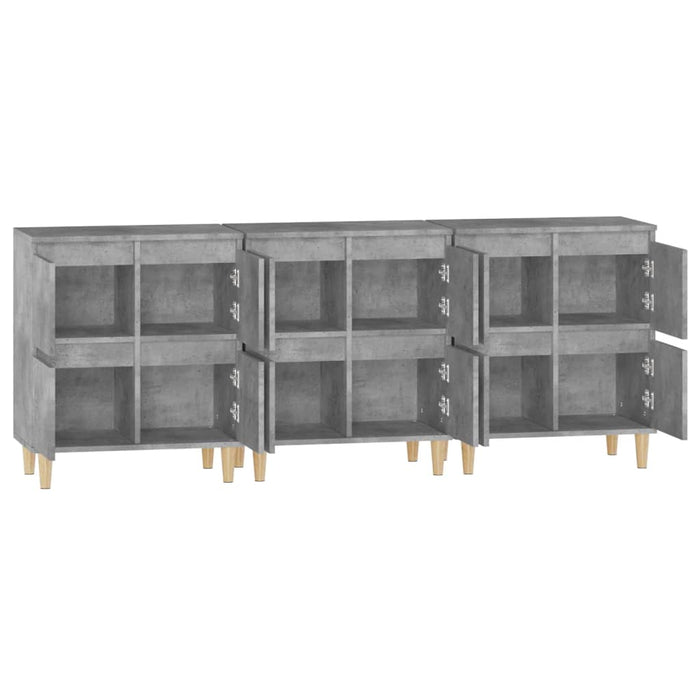 Dulapuri, 3 buc, gri beton, 60x35x70 cm, lemn prelucrat - WALTI WALTI