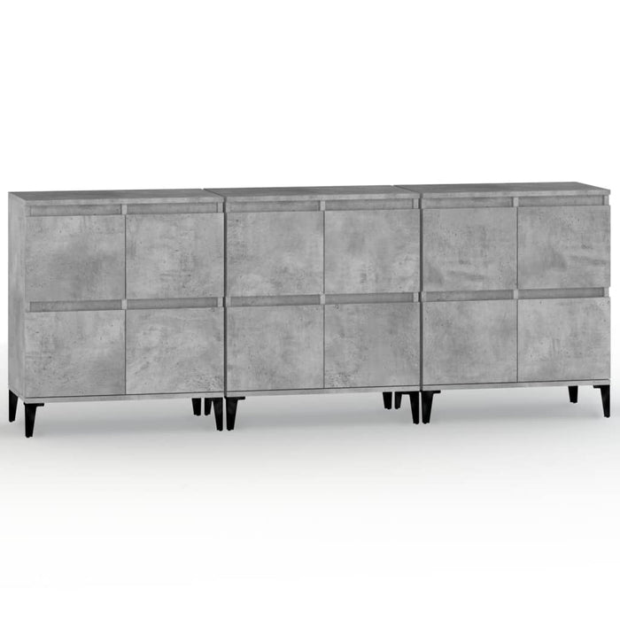 Dulapuri, 3 buc, gri beton, 60x35x70 cm, lemn prelucrat - WALTI WALTI
