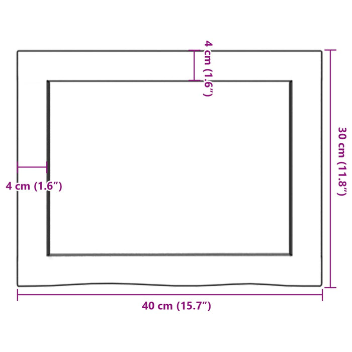 Blat de baie, 40x30x(2-4) cm, lemn masiv netratat WALTI