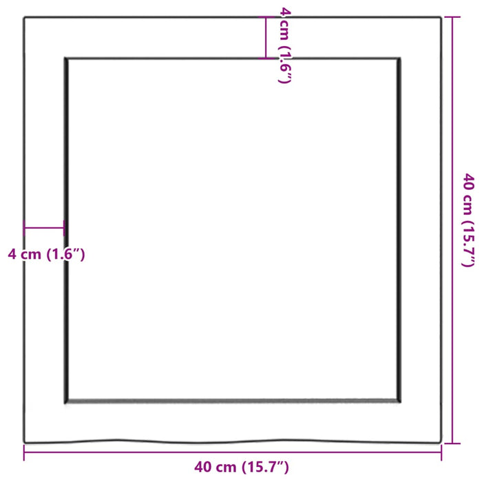 Blat de baie, 40x40x(2-6) cm, lemn masiv netratat WALTI