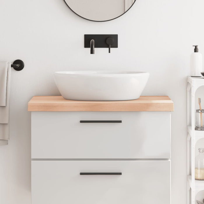 Blat de baie, 80x60x(2-6) cm, lemn masiv netratat - WALTI WALTI