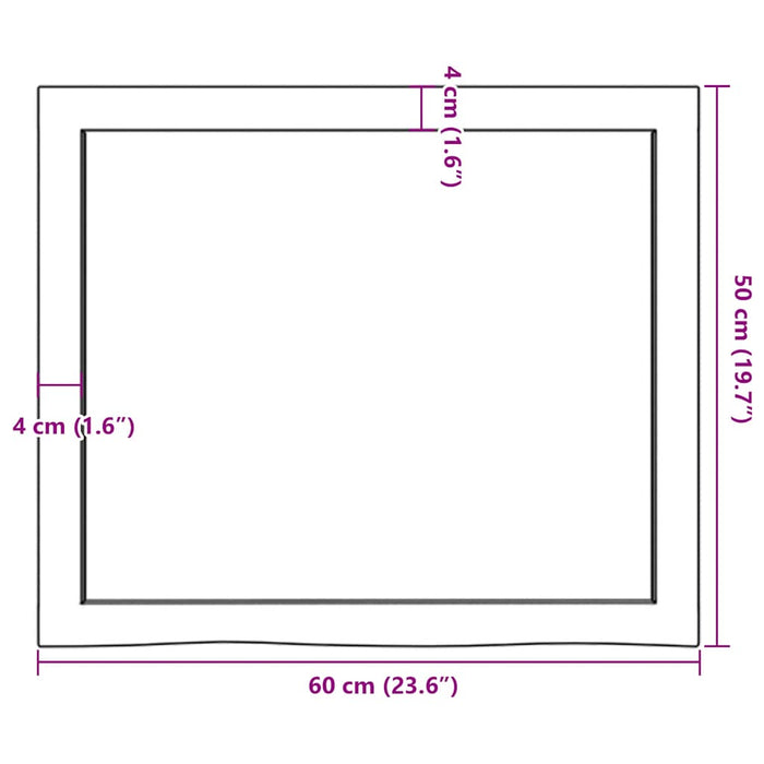 Blat de baie, maro deschis, 60x50x(2-4) cm, lemn masiv tratat WALTI