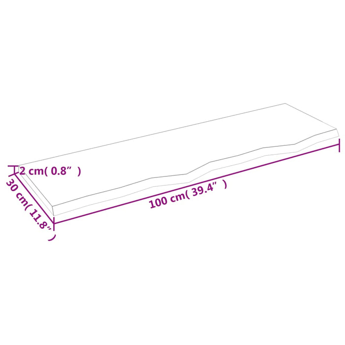 Blat de baie, maro deschis, 100x30x2 cm, lemn masiv tratat - WALTI WALTI