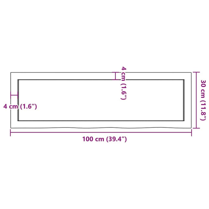 Blat de baie, maro deschis, 100x30x(2-6) cm, lemn masiv tratat WALTI