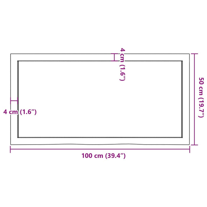 Blat de baie, maro deschis, 100x50x(2-4) cm, lemn masiv tratat WALTI