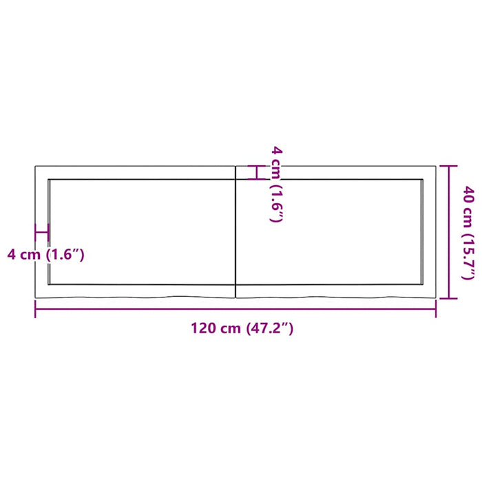Blat de baie, maro deschis, 120x40x(2-4) cm, lemn masiv tratat - WALTI WALTI