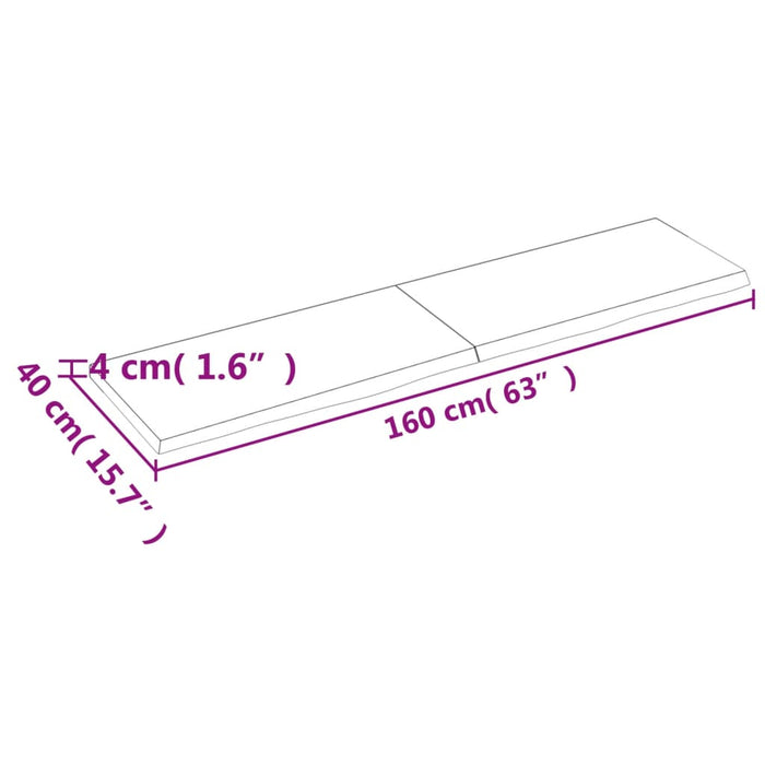 Blat de baie, maro deschis, 160x40x(2-4) cm, lemn masiv tratat - WALTI WALTI