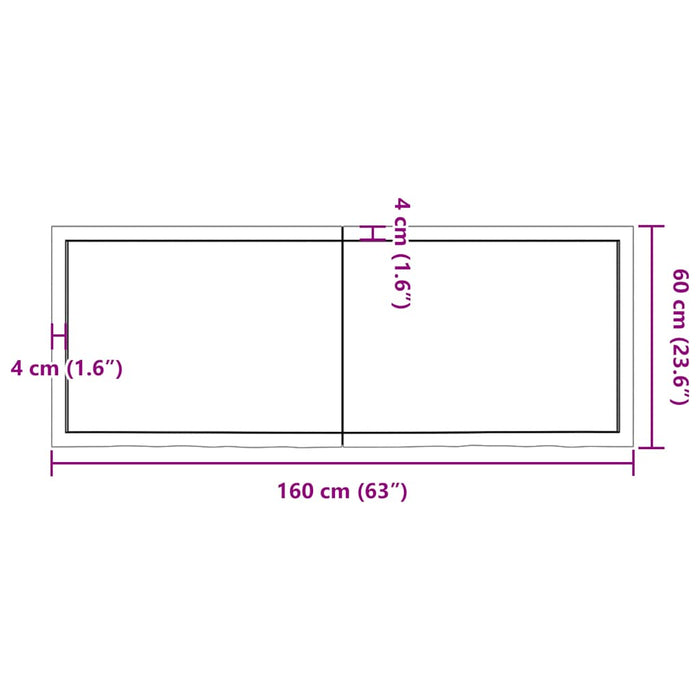 Blat de baie, maro deschis, 160x60x(2-6) cm, lemn masiv tratat WALTI