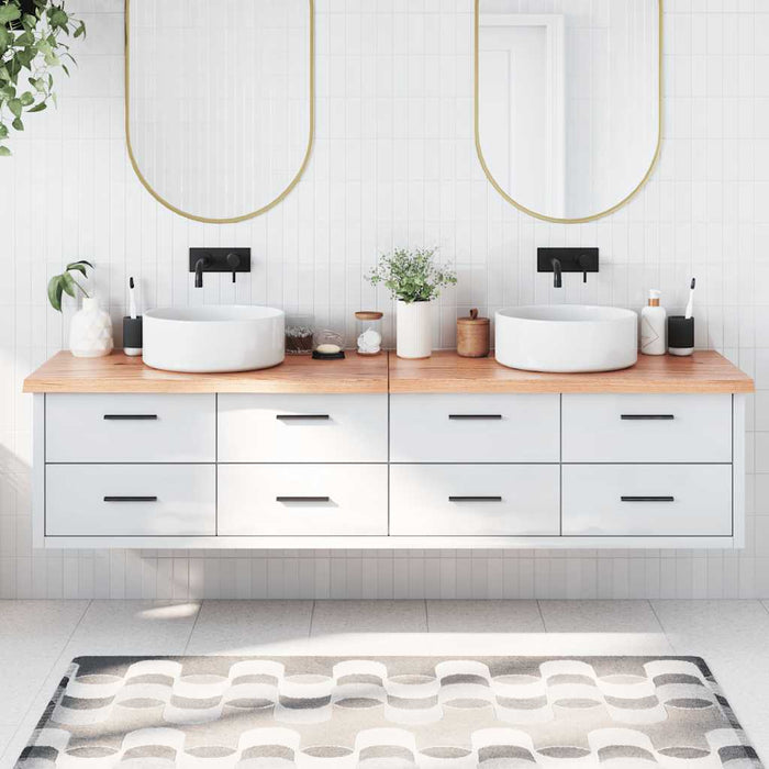 Blat de baie, maro deschis, 200x40x(2-4) cm, lemn masiv tratat WALTI