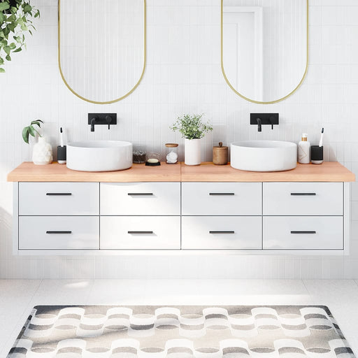 Blat de baie, maro deschis, 220x50x(2-6) cm, lemn masiv tratat - WALTI WALTI