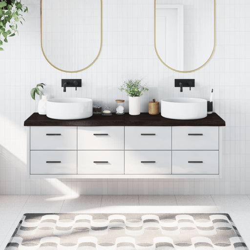 Blat de baie, maro închis, 180x60x(2-6) cm, lemn masiv tratat - WALTI WALTI