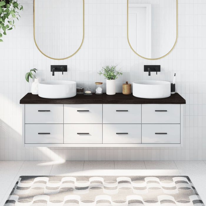 Blat de baie, maro închis, 180x60x(2-6) cm, lemn masiv tratat - WALTI WALTI