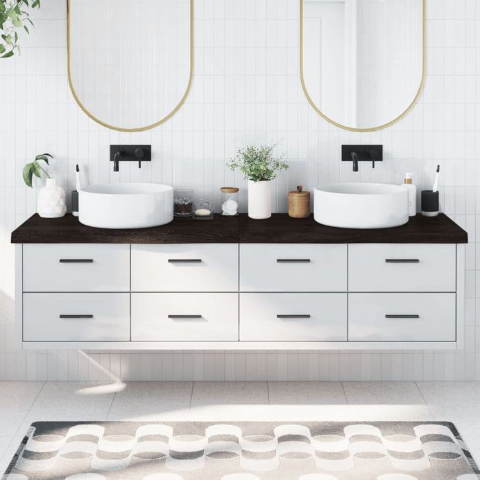 Blat de baie, maro închis, 200x60x(2-6) cm, lemn masiv tratat - WALTI WALTI