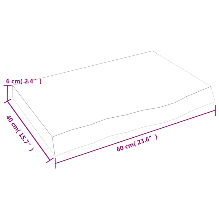 Blat de masă, 60x40x(2-6) cm, lemn masiv de stejar netratat - WALTI WALTI