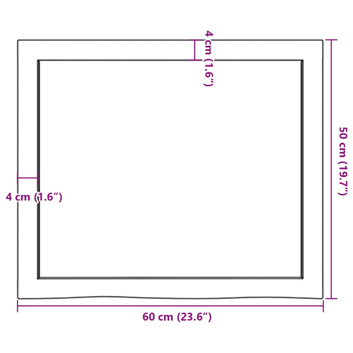 Blat de masă, 60x50x(2-4) cm, lemn masiv de stejar netratat - WALTI WALTI