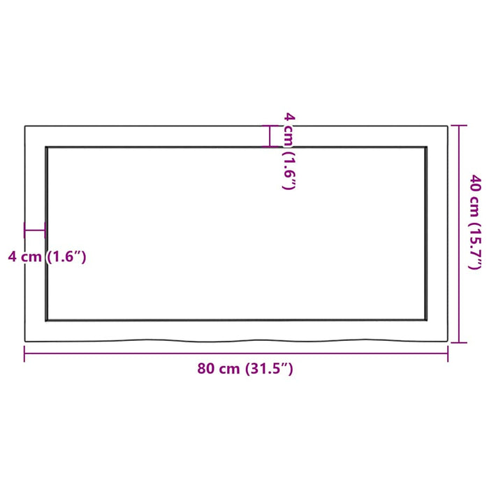 Blat de masă, 80x40x(2-6) cm, lemn masiv de stejar netratat - WALTI WALTI