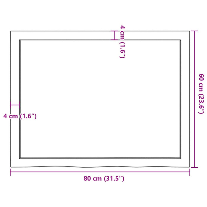 Blat de masă, 80x60x(2-6) cm, lemn masiv de stejar netratat - WALTI WALTI