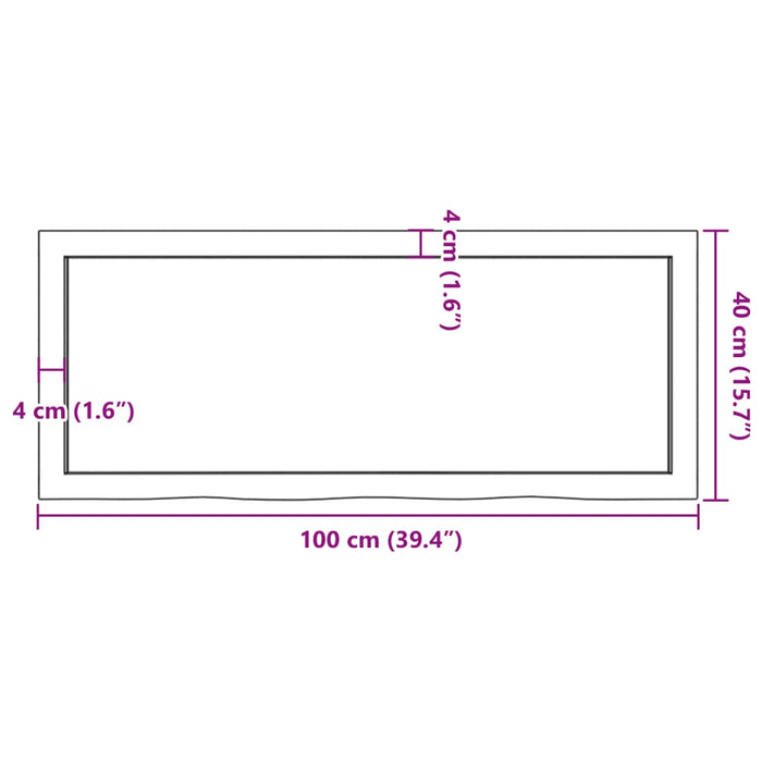 Blat de masă, 100x40x(2-6) cm, lemn masiv de stejar netratat WALTI