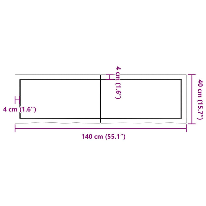 Blat de masă, 140x40x(2-4) cm, lemn masiv de stejar netratat WALTI