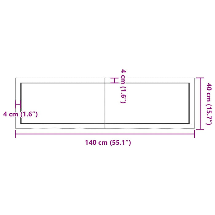 Blat de masă, 140x40x(2-6) cm, lemn masiv de stejar netratat WALTI