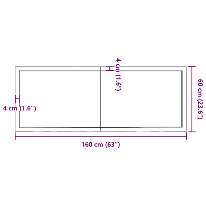 Blat de masă, 160x60x(2-6) cm, lemn masiv de stejar netratat WALTI